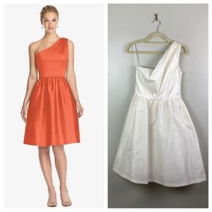 NWT Alfred Sung | One Shoulder Peau de Soie Cocktail Dress in Snow White 8